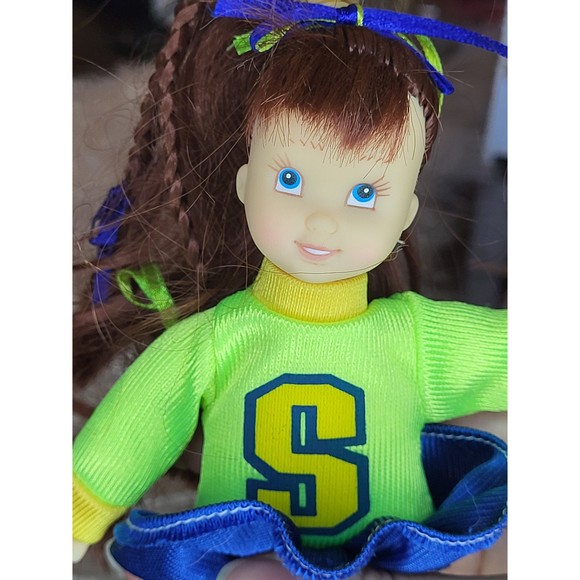 Cheerleader ragdoll Fishel Toys vintage 1990s vinyl face neon 8" mini doll - Picture 2 of 4
